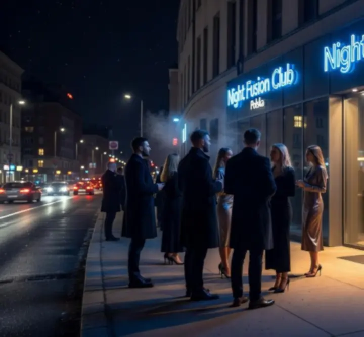 Wejście do WIN-STRUCT Michał Rejtan wieczorem z podświetlonym szyldem